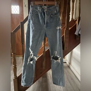 Agolde Distressed ‘90 Faded Blue Denim Jeans